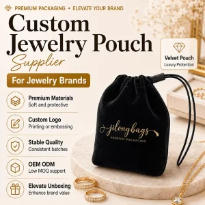 Custom Drawstring Jewelry Bag Soft Pouch for Ring Necklace Gift Packaging Pouch
