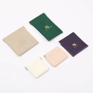 Custom Emboss Logo Printing Squeeze PU Leather Pouch for Earphone Cosmetic Coin Jewelry Storage Bag with Magnetic Closure