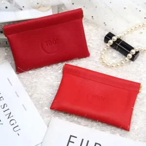 Custom Emboss PU Leather Pouch Cosmetic Packing Bag With Closed Magnet Leather Pouch Bag