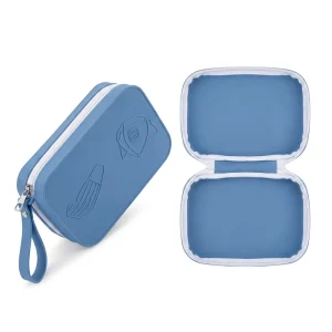 Custom Embossed Silicone Makeup Brush Case Portable Hard Shell Zipper Cosmetic Storage Bag for Beauty Travel Gift