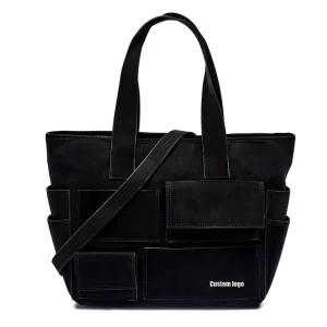 Custom Fashion Vegan Leather Women’s Shoulder Bag Handbag with Single Shoulder Crossbody Strap Multipocket Shopper