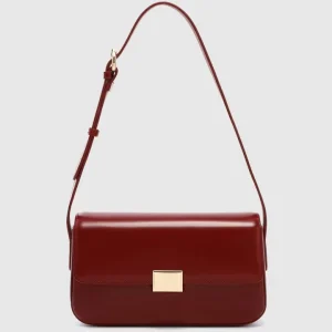 Custom Fashion Women’s Vintage PU Lock Closure Single Strap Shoulder Bags Polyester Lining Letter Water Portable