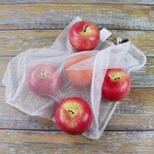 Custom Fashionable Recyclable Eco Friendly Polyester Drawstring Mesh Net Bag for Fruit Protection Portable and Washable