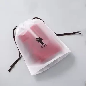 Custom Frosted CPE Waterproof Drawstring Plastic Bags Silk Screen Printed Personalized Logo for Packaging Gifts Jewelry Retail