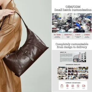 Custom Genuine Leather Luxury Women’s Bag Retro Design Shoulder Bag Large Capacity Casual Crossbody Underarm Bag