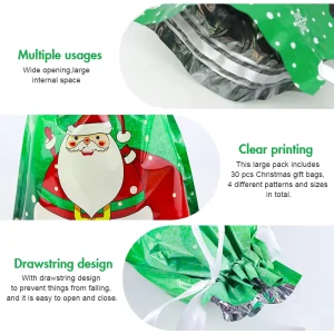 Custom Holiday Drawstring Gift Bag Waterproof Festive Packaging Christmas Gift Bags