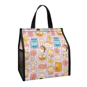 Custom Kawaii Hawaiian Print Lunch Insulated Bag Reusable Cooler Beach Bag Cute Spam Musubi Design Lunch Bag for Easy Carrying