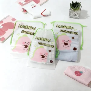 Custom LOGO Durable Waterproof CPE Drawstring Pouch Frosted Plastic Uniform Towel Bathrobe Packaging Bags