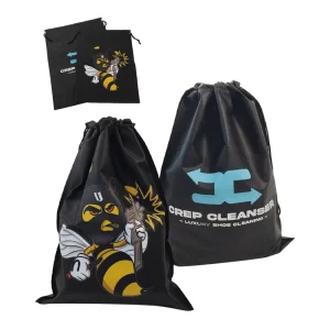 Custom Lady Fashion Small Lightweight Portable Non-woven Dust Bag Folded Drawstring Waterproof Travel Bag Cartoon Logo