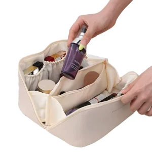 Custom Large Women Cosmetic Bag Organizer Beauty Case Pu Leather Waterproof Zipper Makeup Bag Travel Makeup Bag