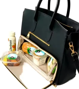 Custom Leather Insulated Meal Prep Bag Portable Cooler for Lunch Picnic PU Women Office Tote