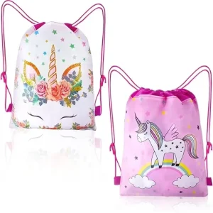 Custom Lightweight Pink Waterproof Cartoon Design Polyester Large Capacity Drawstring Sports Bag for Outdoor