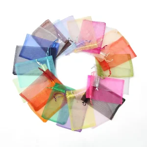 Custom Logo 7*9cm 25 Colors Drawstring Organza Gift Pouch Jewelry Mesh Packaging Bag