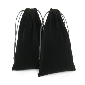 Custom Logo 9*12cm Black Velvet Lightweight Drawstring Closure Jewelry Pouch Packaging Bag for Earrings Bangles Necklaces
