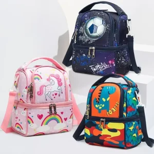 Custom Logo Children School Lunch Cooler Bag Waterproof Oxford Insulated for Girls Boys Toddler Teens
