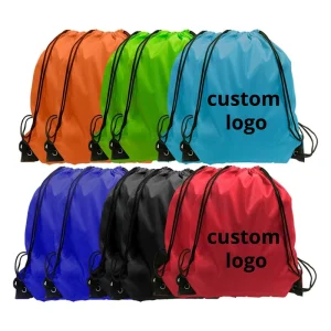 Custom Logo Cinch Gym Drawstring Backpack Multi Color Recycled Polyester for Storage Travel Sports Promotional Sportpacks