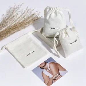 Custom Logo ECO Friendly Drawstring Muslin Cotton Jewelry Pouch Bag with Box