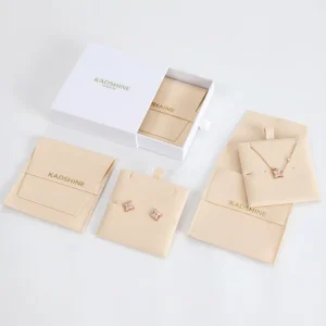 Custom Logo Earring Bracelet Necklace Storage Bag Suede Microfiber Velvet Jewelry Pouch with Drawer Slide Box for Gift Packaging