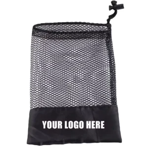 Custom Logo Eco friendly Recycled Reusable Grocery Polyester Mesh Net Towel Packaging Beach Golf Storage Drawstring Bag