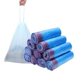 Custom Logo Gravure Printed Drawstring Trash Bag with Custom Size for HDPE Household Kitchen Use