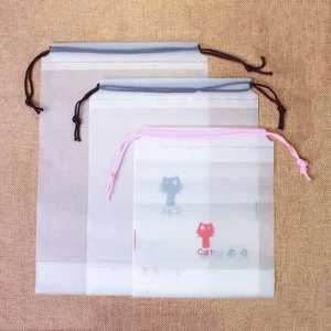 Custom Logo Gravure Printed Moisture Proof Translucent 80 Micron PE Drawstring Bag for Garment Cenhui Brand