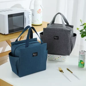 Custom Logo Insulated Waterproof Lunch Bento Kids School Office Oxford Nylon Bag Large Capacity Foldable Reusable Eco friendly