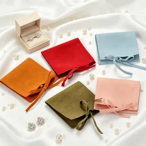 Custom Logo Jewelry Packaging Pouch Microfiber Jewelry Pouch Envelope Bag Jewelry Necklace Pouch Bag Pink Luxury Gift