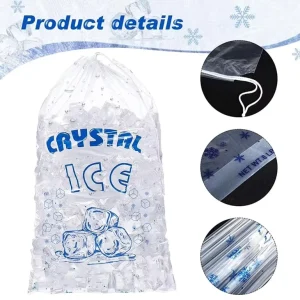 Custom Logo LDPE Clear Ice Cube Bags for Packaging 8lb 10lb 15lb 20lb Ice Cubes