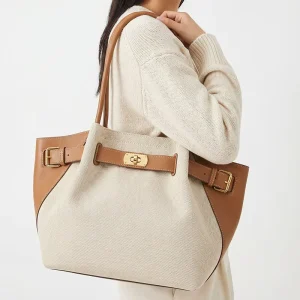 Custom Logo Leather Canvas Tote Handbag Women Designer Style Shoulder Bag for Brands OEM Services With Metal Buckle
