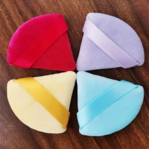 Custom Logo Luxury Makeup Puffs Velvet Cotton Round Powder Puffs Washable Non Latex Comfortable Face Application