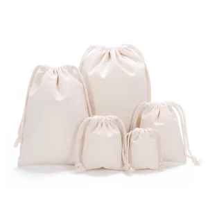 Custom Logo Organic Cotton Printed Muslin Drawstring Bags Large Linen Cotton Dust Packaging Bag for Purse Shoe Handbags