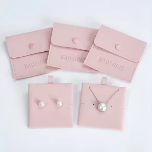 Custom Logo Pink Suede Velvet Microfiber Leather Gift Packaging Jewelry Bag Ring Bracelet Earring Necklace Pouch with Insert