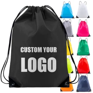 Custom Logo Plain Polyester Drawstring Bag Eco Friendly Nylon Carry Backpack Sport Gift Bag