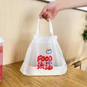 Custom Logo Plastic Drawstring Bags for Meal Kit Takeout Food Delivery Bags Subscription Box