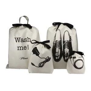 Custom Logo Print Unisex Shoe Drawstring Dust Cotton Bag