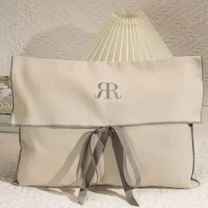 Custom Logo Printed Gray Cotton Twill Envelope Hair Bundle Wig Handbag Dust Bag High End Coat Underwear Packing Pouch Dust Bag