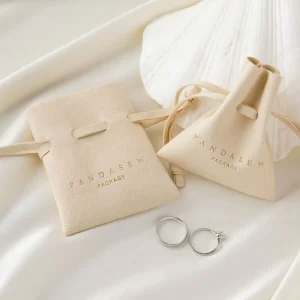 Custom Logo Printed Jewelry Pouch Luxury Design Microfiber Drawstring Pouch Packaging Bag