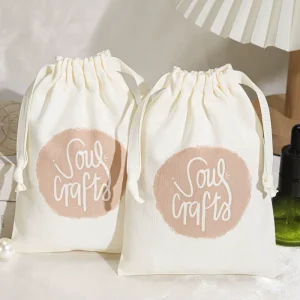 Custom Logo Printed Natural Small Cotton Pouch Bag Cotton Muslin Jewelry Bag Drawstring Calico Dust Gift Pouch
