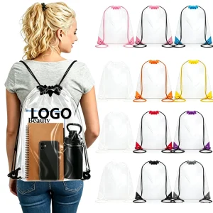Custom Logo Promotion Waterproof Clear PVC Sports Draw String Backpack Drawstring Bag Backpacks