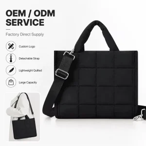 Custom Logo Quilted Puffer Tote Bag Large Capacity Women Shoulder Bag Crossbody Tote Bag