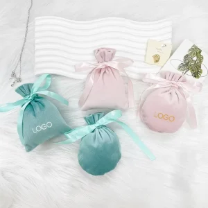 Custom Logo Recyclable Velvet Wigs Gift Bag High Quality Fabric Microfiber Pouch Jewelry Soft Drawstring Screen Printed
