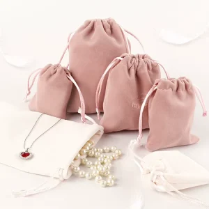 Custom Logo Small Gift Pouch for Ring Storage Velvet Jewelry Drawstring Pouch Bags