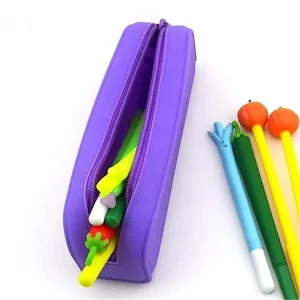 Custom Logo Small Women Makeup Cosmetic Case Bag Multi Function Silicone Pencil Case Zipper Closure Customized Color
