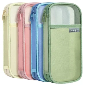 Custom Logo Transparent Mesh Pencil Case Large Capacity Student Stationery Bag Multi function Cosmetic Storage Makeup Pouch OEM