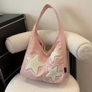 Custom Logo Travel Large Capacity Trendy Handbag Cute Ladies Shoulder Pink Tote Bags for Students