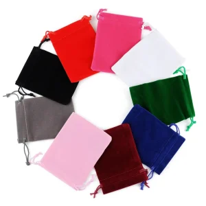Custom Logo Velvet Drawstring Bag 5*7CM Solid Color Jewelry Cosmetic Gift Packaging Pouch
