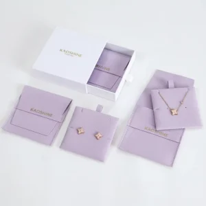 Custom Logo Velvet Earring Bracelet Storage Bag Suede Microfiber Necklace Pouch with Drawer Slide Box for Jewelry Gift Packaging