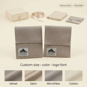 Custom Logo Velvet Envelope Pouch for Watch Necklace Storage Bag Luxury Jewelry Microfiber Suede Dust Pouch for Perfume