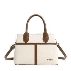 Custom Logo Vintage PU Leather Tote Handbag Crossbody Shoulder Bag for Women Daily Office Travel Use