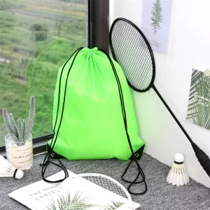 Custom Logo Waterproof 210D Polyester Drawstring Bag Sports Gym Backpack Reusable Cinch Sack for Football and Basketball